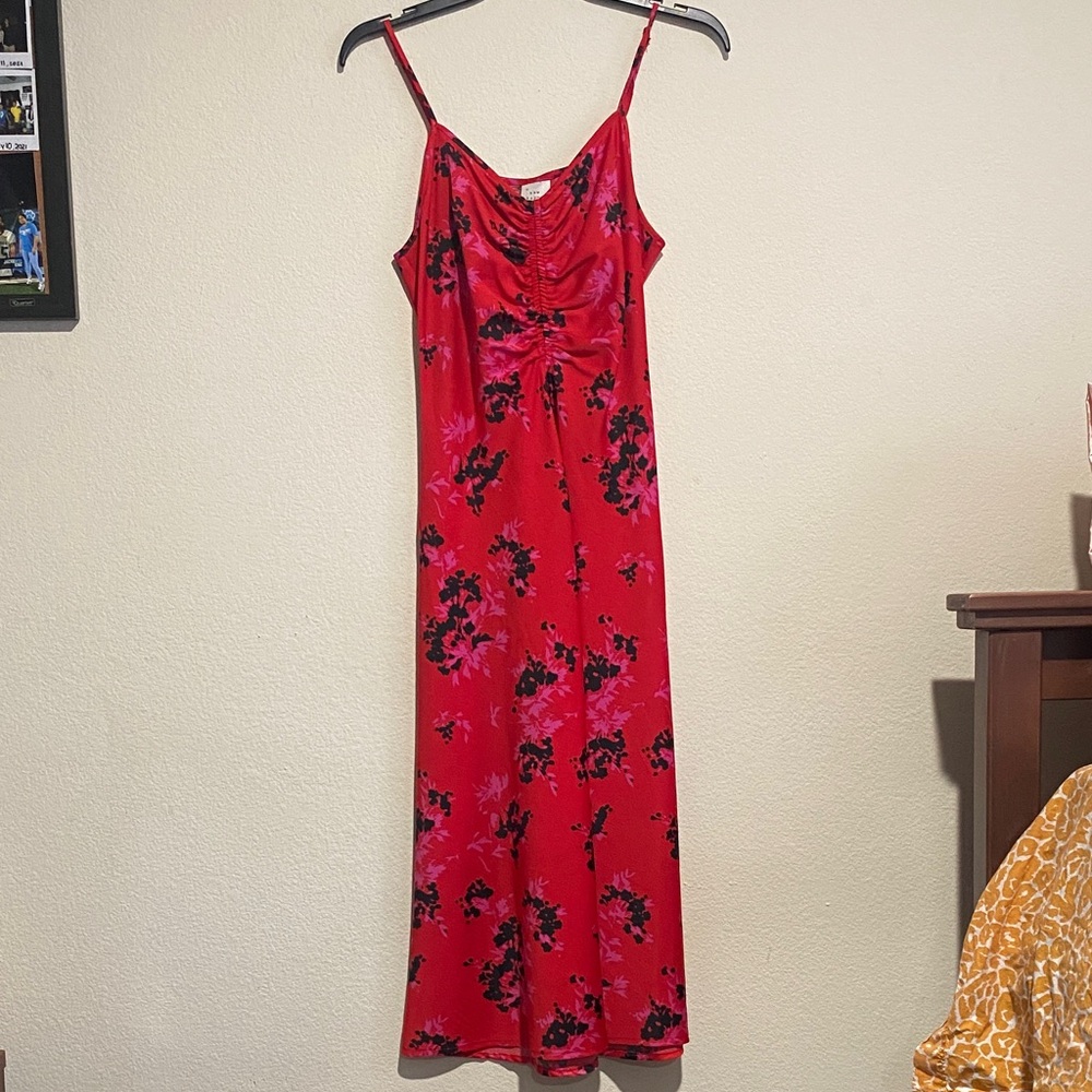 a new day Red Floral Slip Dress with Pink & Black Accents